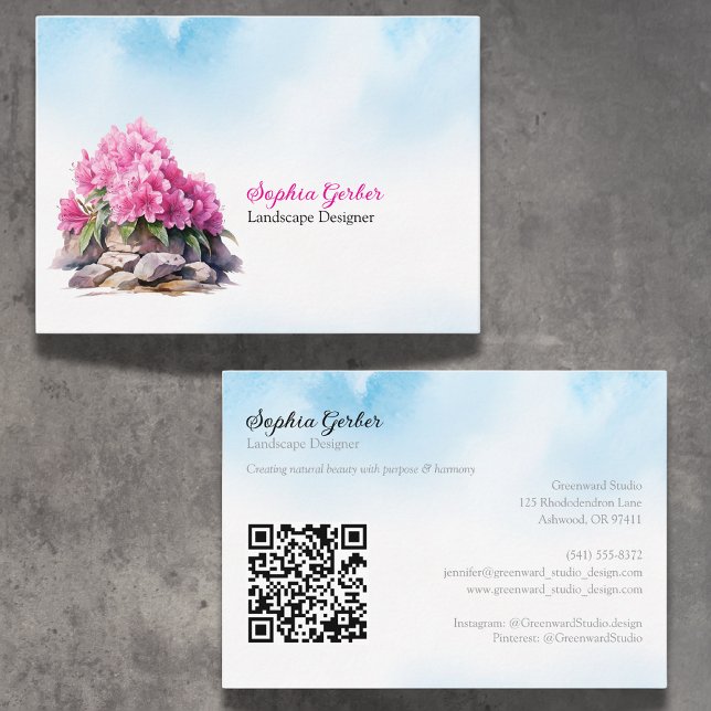 Tarjeta De Visita Profesiones del jardín y paisajismo de Rododendrón (Subido por el creador)