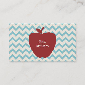 Tarjeta De Visita Profesor Chevron Azul de la Manzana Roja