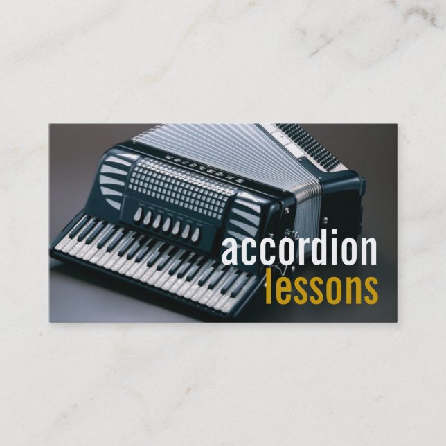 Tarjeta De Visita Profesor de acordeón de instrumentos musicales (Anverso)