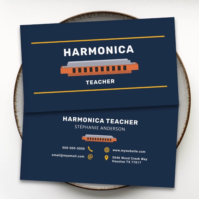 Tarjeta De Visita Profesor de Armónica (Harmonica Teacher Business Card)