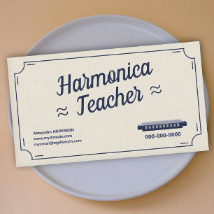 Tarjeta De Visita Profesor de Armónica - Vintage