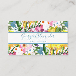 Tarjeta De Visita Profesor de Arte de Acuarela Floral Moderna