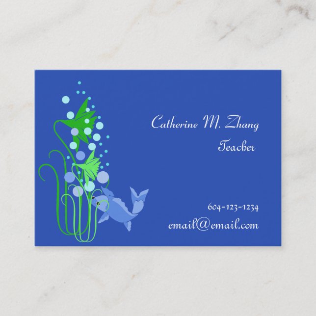 Tarjeta De Visita profesor de escuela, pescado, agua (Anverso)