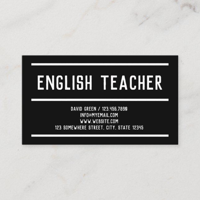 Tarjeta De Visita Profesor de ESL Tutor (Anverso)