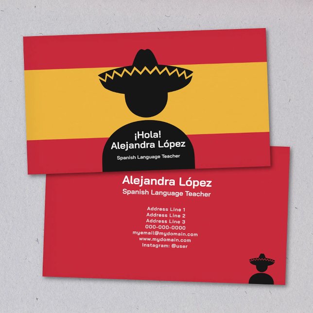 Tarjeta De Visita Profesor de Español (Spanish Teacher Business Card)