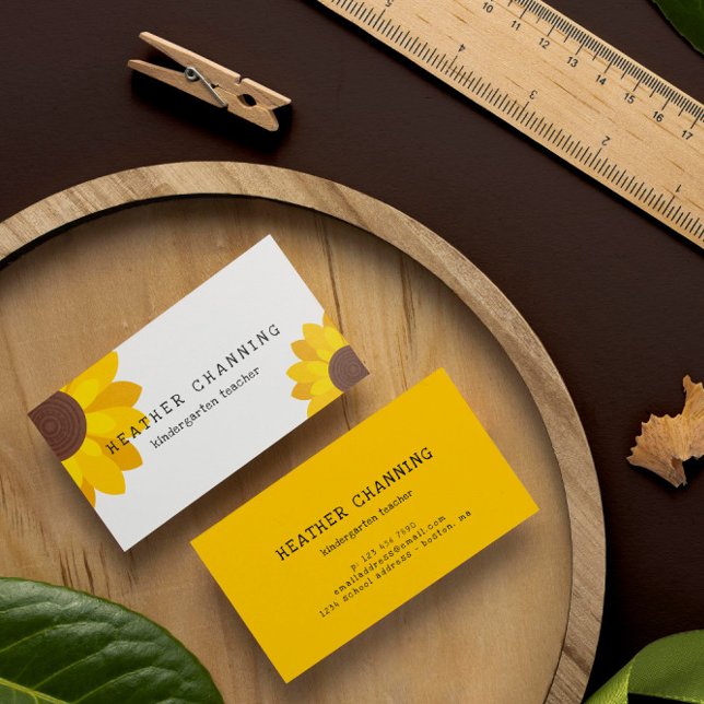 Tarjeta De Visita Profesor de girasoles brillantes (Subido por el creador)