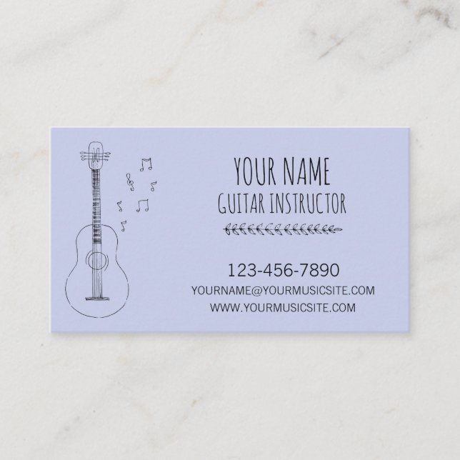 Tarjeta De Visita Profesor de guitarra Guitarista (Anverso)