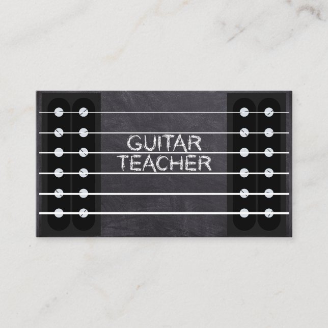 Tarjeta De Visita Profesor de guitarra Lecciones de música instructo (Anverso)