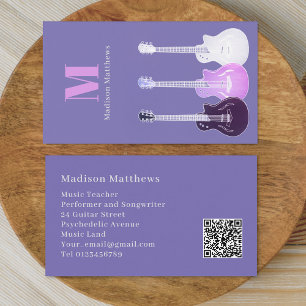 Tarjeta De Visita Profesor de Guitarra Música Código QR Personalizad