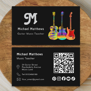 Tarjeta De Visita Profesor de guitarra musical Código QR Personaliza
