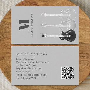Tarjeta De Visita Profesor de Guitarra Músico Profesional Músico Cód