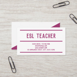 Tarjeta De Visita Profesor de inglés ESL