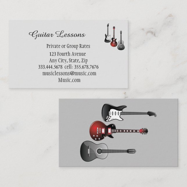Tarjeta De Visita Profesor de Instructor de Guitarra de Música (Anverso / Reverso)