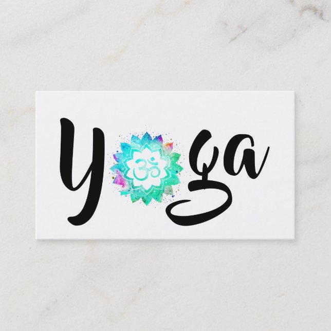 Tarjeta De Visita *~* Profesor de instructores de yoga OM Aum Lotus  (Anverso)