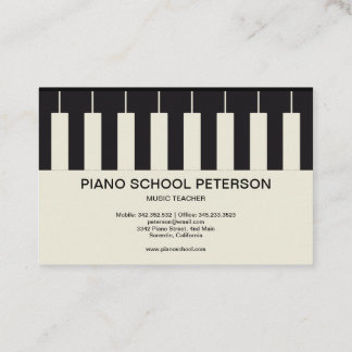 Tarjeta De Visita Profesor de la escuela de piano personalizable