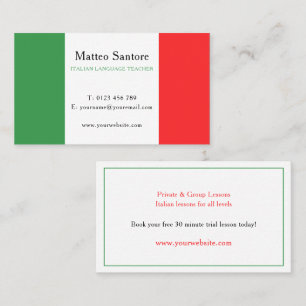 Tarjeta De Visita Profesor de Lengua Italiana