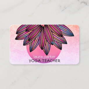 Tarjeta De Visita Profesor de Meditación de Yoga de Flor Rosa Lotus