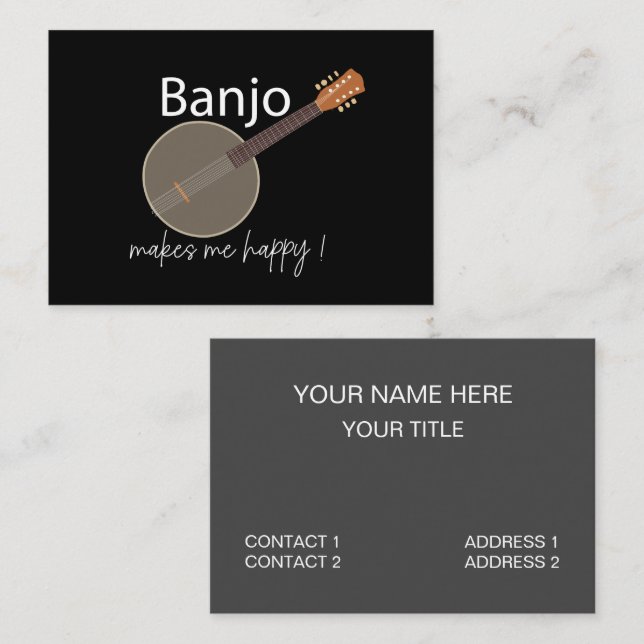 Tarjeta De Visita Profesor de Música Banjo (Anverso / Reverso)