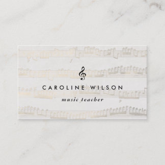 Tarjeta De Visita profesor de música black treble clef en billetes d