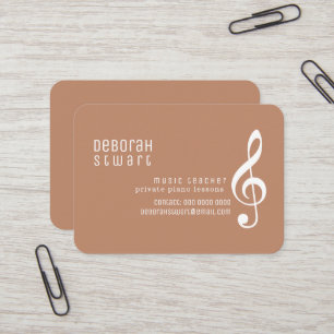 Tarjeta De Visita Profesor de Música Boho Brown Terracotta