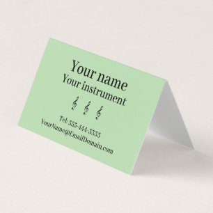 Tarjeta De Visita Profesor de Música Clave de Sol Verde Minimalista