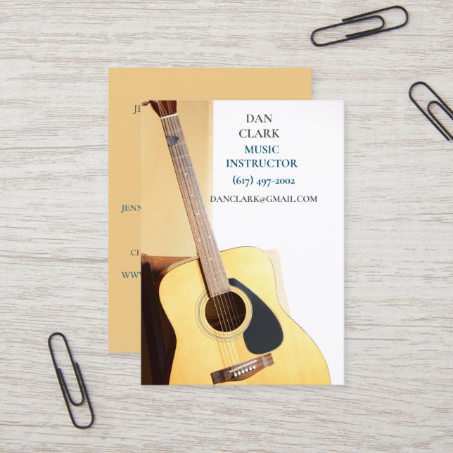 Tarjeta De Visita Profesor de música de arena/músico/guitarra acústi (Anverso/Reverso In Situ)