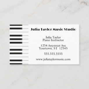 Tarjeta De Visita Profesor de música de borde de teclado para piano