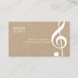Tarjeta De Visita profesor de música de clases privadas kraft rústic