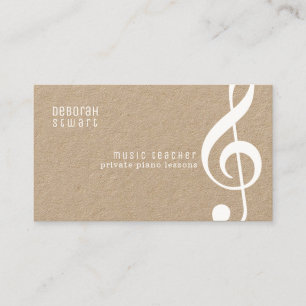 Tarjeta De Visita profesor de música de clases privadas kraft rústic