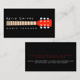 Tarjeta De Visita Profesor de Música de Cuello de Guitarra Cool