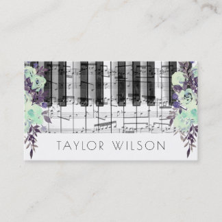 Tarjeta De Visita profesor de música de flores acuáticas