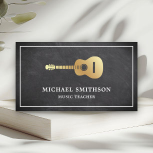 Tarjeta De Visita Profesor de Música de Guitarra Chalkboard Gold Gui