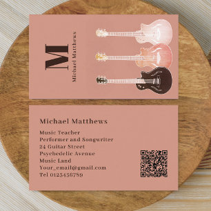 Tarjeta De Visita Profesor de Música de Guitarra Músico Profesional 