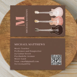 Tarjeta De Visita Profesor de Música de Guitarra Músico Profesional 