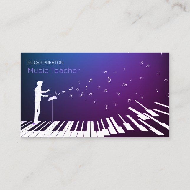 Tarjeta De Visita Profesor de música de piano (Anverso)