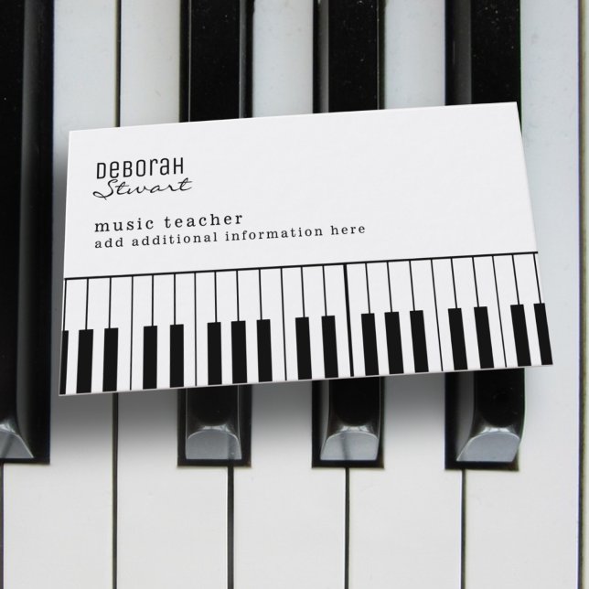 Tarjeta De Visita Profesor de música de piano elegante (Subido por el creador)