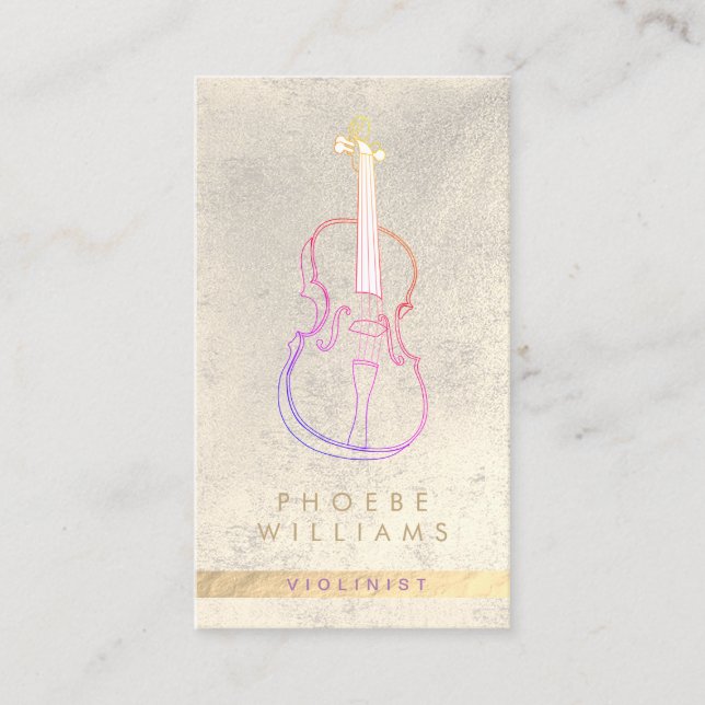 Tarjeta De Visita profesor de música de violín elegante (Anverso)