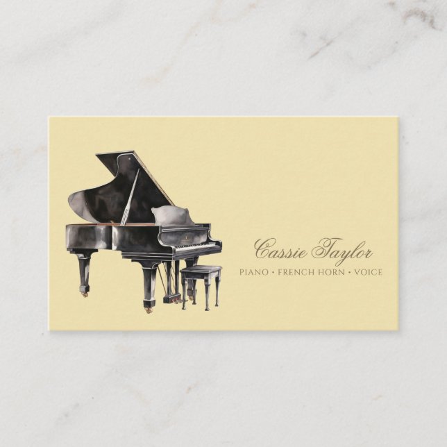 Tarjeta De Visita Profesor de Música del Cuerno Francés de Piano (Anverso)
