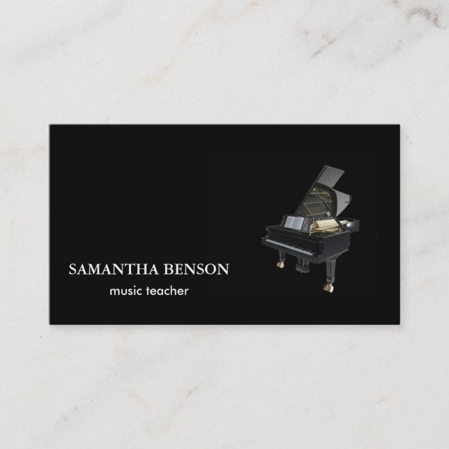 Tarjeta De Visita Profesor de música elegante de piano instructor (Anverso)