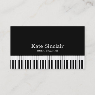 Tarjeta De Visita Profesor de Música Elegante Teclas de Piano Musica