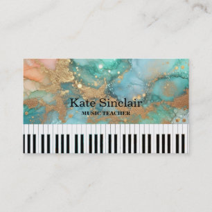 Tarjeta De Visita Profesor de Música Elegante Teclas de Piano Musica
