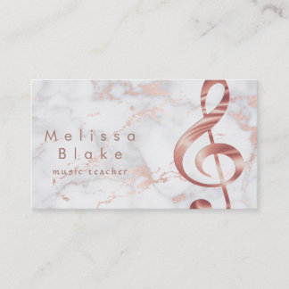 Tarjeta De Visita profesor de música falsa rosa temblor de oro sobre