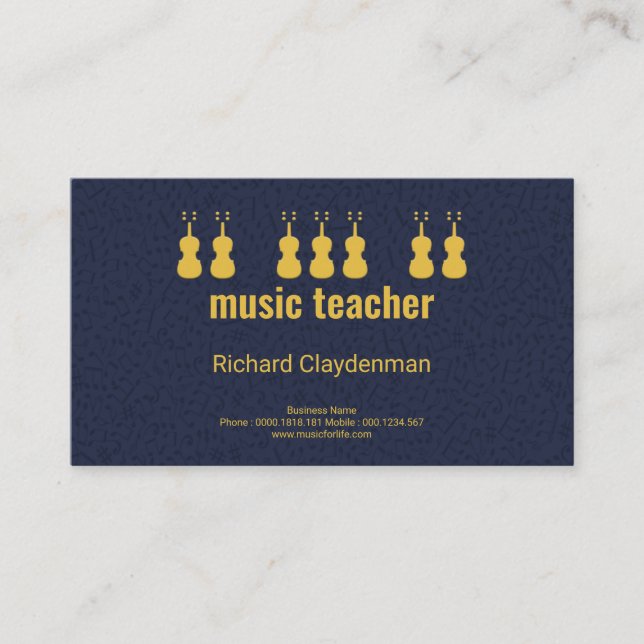 Tarjeta De Visita Profesor de música flotante creativo de los (Anverso)