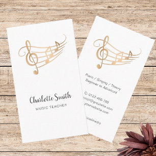 Tarjeta De Visita Profesor de Música Gold Elegante