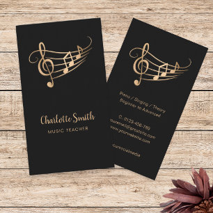 Tarjeta De Visita Profesor de Música Gold Elegante
