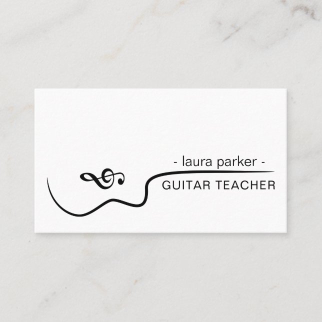 Tarjeta De Visita Profesor de música guitarra con músico acústico (Anverso)
