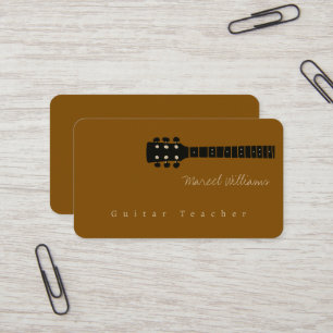 Tarjeta De Visita Profesor de Música Guitarra Marrón