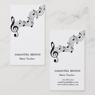 Tarjeta De Visita Profesor de Música Logo de Clave Musical Negro y B