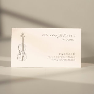 Tarjeta De Visita Profesor De Música Moderna Rosa Rosada De Violín R