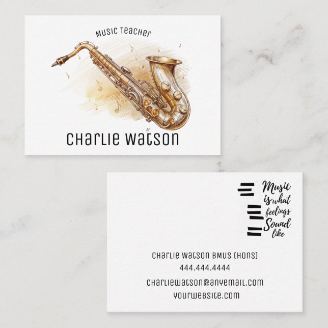 Tarjeta De Visita Profesor de música personalizado (Anverso / Reverso)